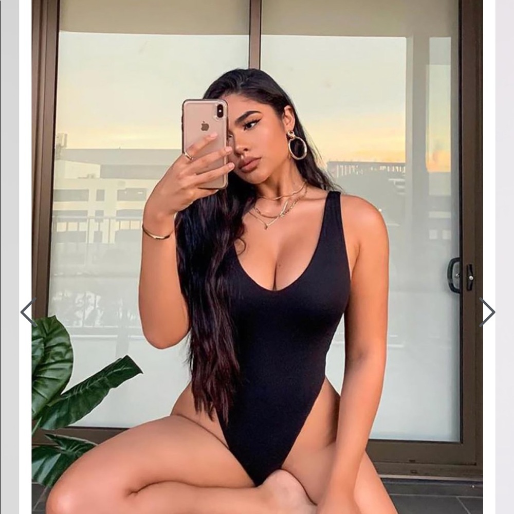 High cut black swim